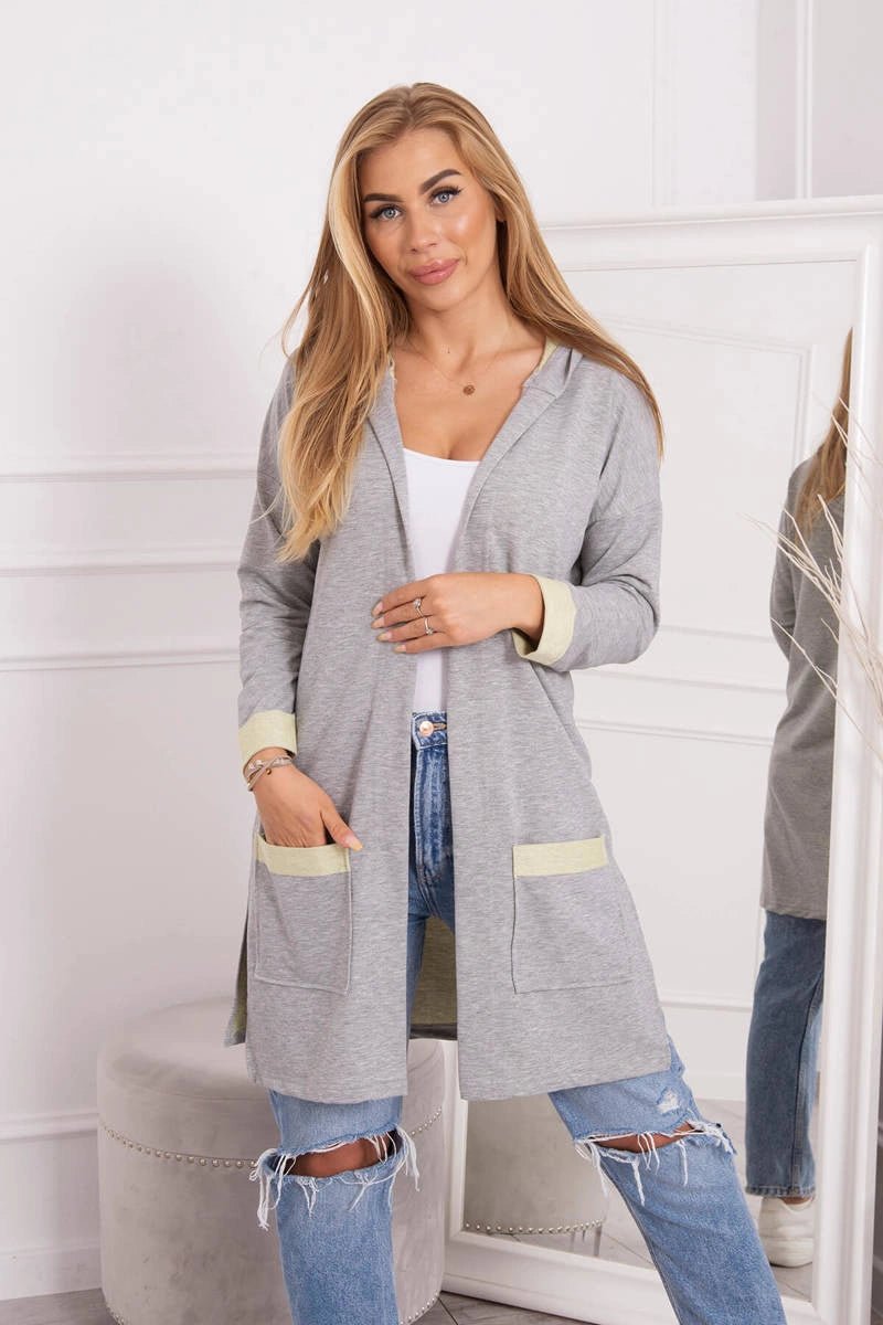 Two - color cardigan with a hood 69422 / – Yellow цвет / color | Lexline Fashion