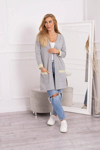 Two - color cardigan with a hood 69422 / – Yellow цвет / color | Lexline Fashion