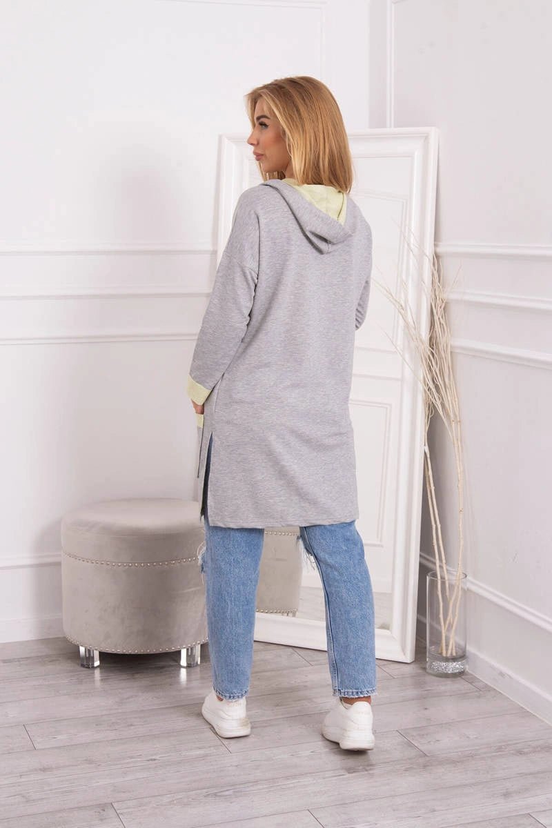 Two - color cardigan with a hood 69422 / – Yellow цвет / color | Lexline Fashion