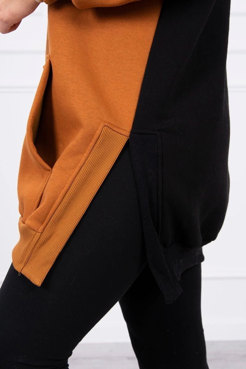 Two - color hoodie 9149 / – Camel цвет / color | Lexline Fashion