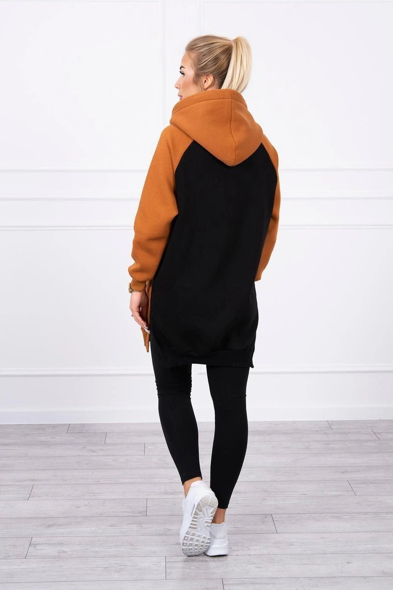 Two - color hoodie 9149 / – Camel цвет / color | Lexline Fashion
