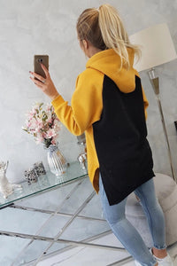 Two - color hoodie 9149 / – Mustard цвет / color | Lexline Fashion