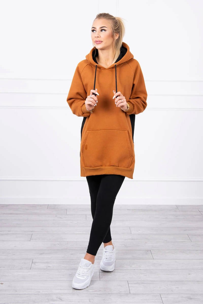 Two - color hoodie 9149 / – Mustard цвет / color | Lexline Fashion