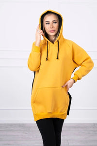 Two - color hoodie 9149 / – Mustard цвет / color | Lexline Fashion