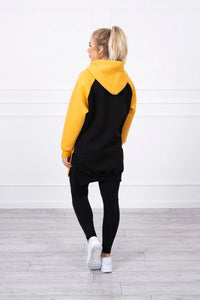 Two - color hoodie 9149 / – Mustard цвет / color | Lexline Fashion