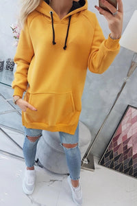 Two - color hoodie 9149 / – Mustard цвет / color | Lexline Fashion