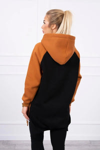 Two - color hoodie 9149 / – Mustard цвет / color | Lexline Fashion