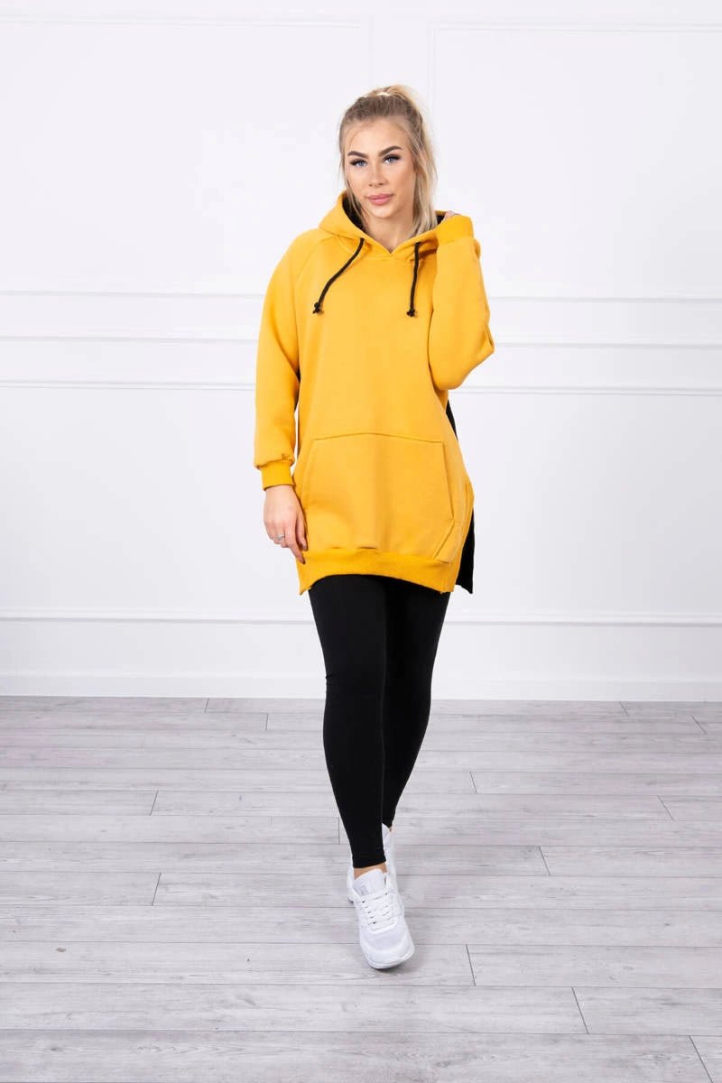 Two - color hoodie 9149 / – Mustard цвет / color | Lexline Fashion