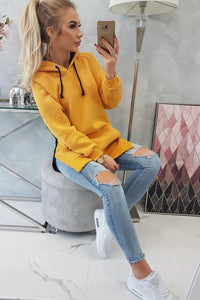 Two - color hoodie 9149 / – Mustard цвет / color | Lexline Fashion