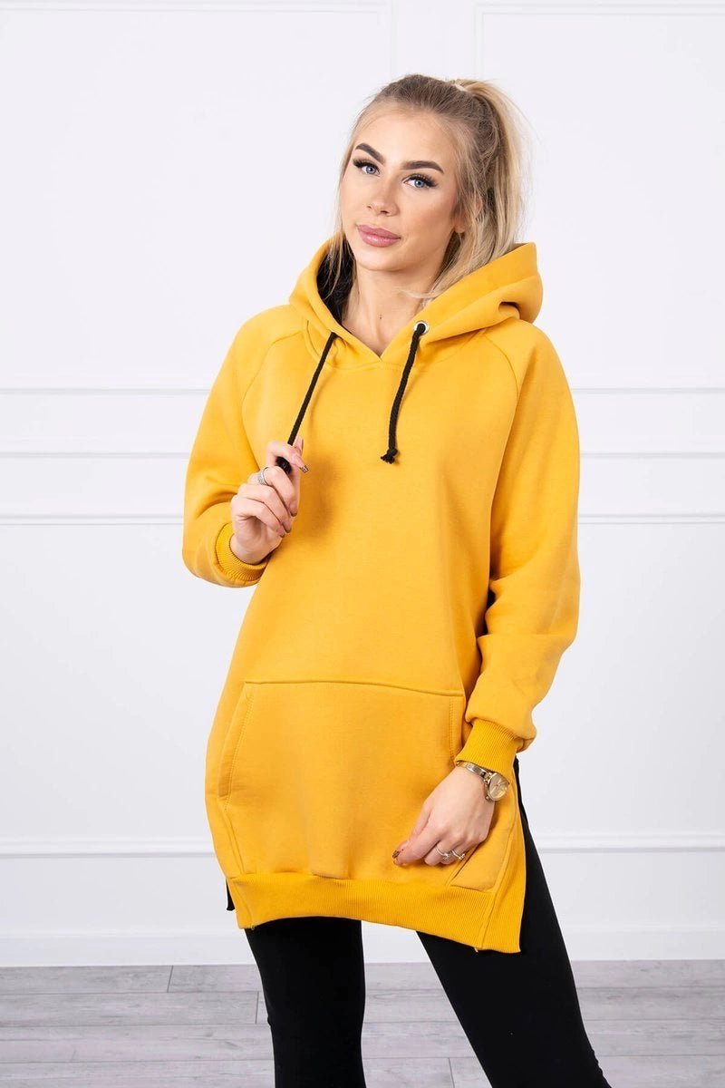 Two - color hoodie 9149 / – Mustard цвет / color | Lexline Fashion