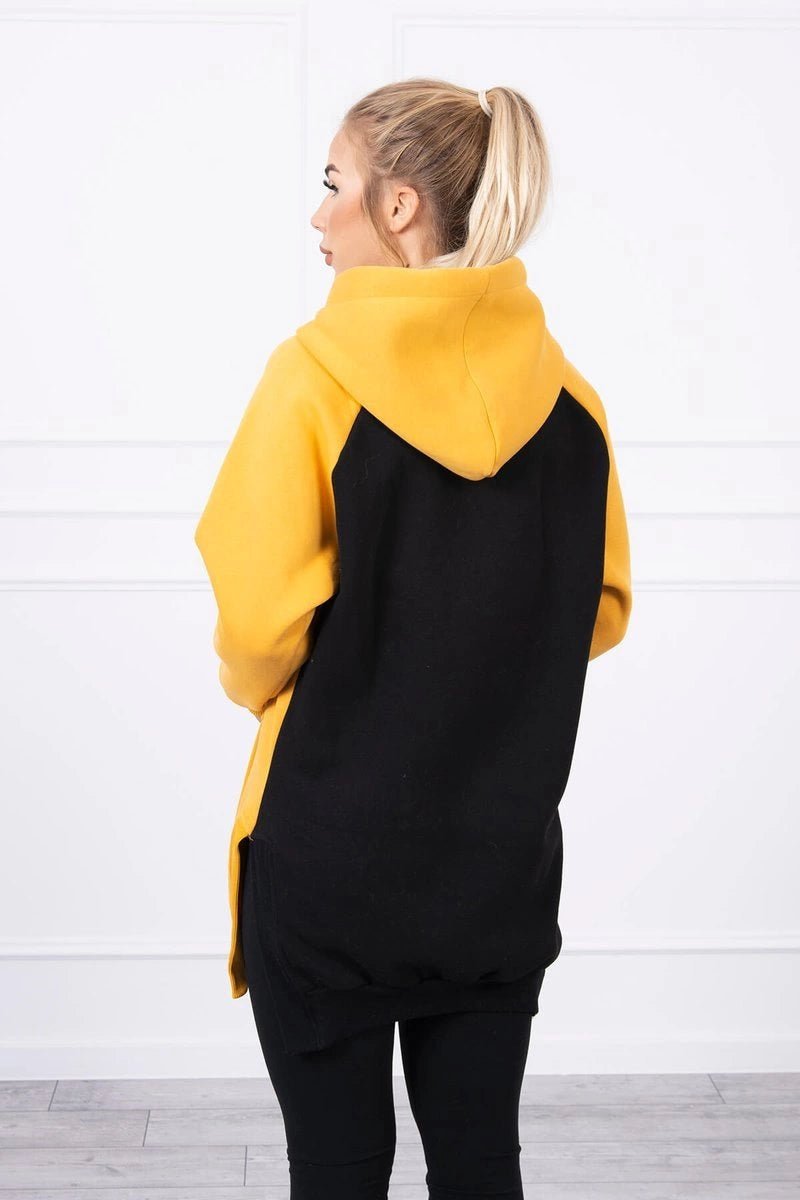 Two - color hoodie 9149 / – Mustard цвет / color | Lexline Fashion