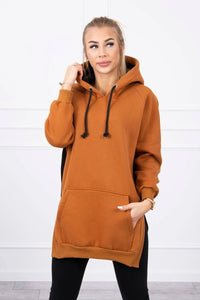 Two - color hoodie 9149 / – Mustard цвет / color | Lexline Fashion