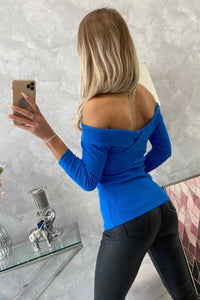V - neck blouse 9233 / – Blue cornflower цвет / color | Lexline Fashion