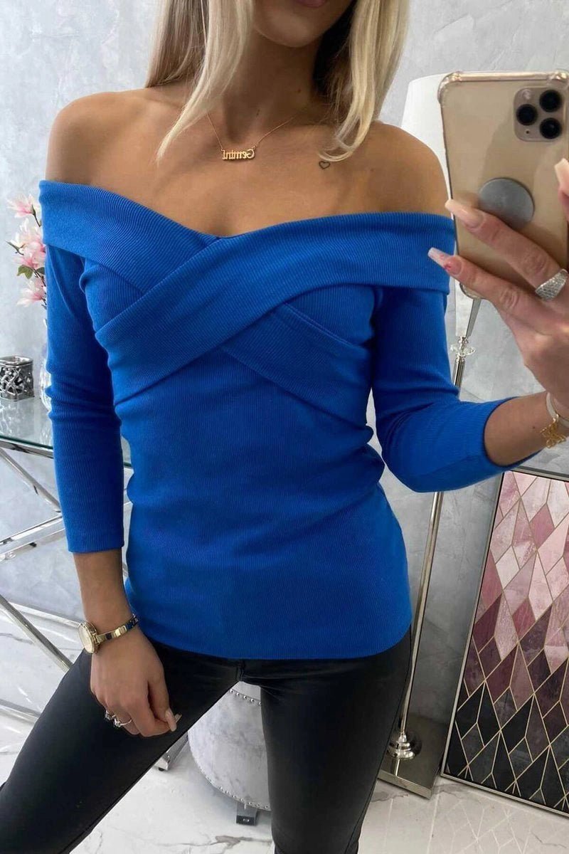 V - neck blouse 9233 / – Blue cornflower цвет / color | Lexline Fashion