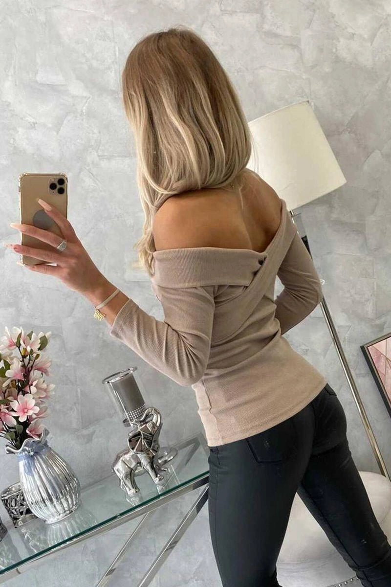 V - neck blouse 9233 / – Dark || beige цвет / color | Lexline Fashion