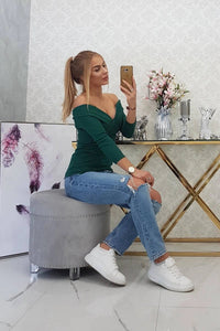 V - neck blouse 9233 / – Green цвет / color | Lexline Fashion