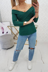V - neck blouse 9233 / – Green цвет / color | Lexline Fashion
