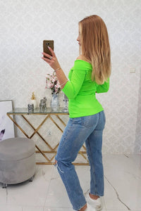 V - neck blouse 9233 / – Green || Neon цвет / color | Lexline Fashion