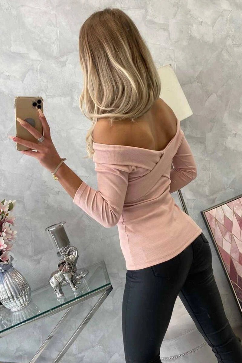 V - neck blouse 9233 / – Powder || Dark цвет / color | Lexline Fashion
