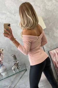 V - neck blouse 9233 / – Powder || Dark цвет / color | Lexline Fashion