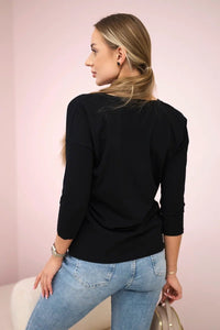 V - neck blouse 9348 / – Black цвет / color | Lexline Fashion