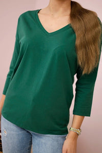V - neck blouse 9348 / – Green цвет / color | Lexline Fashion