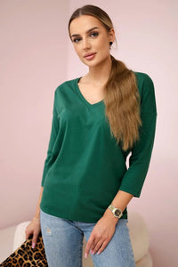 V - neck blouse 9348 / – Green цвет / color | Lexline Fashion