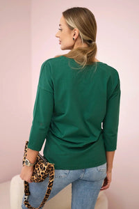 V - neck blouse 9348 / – Green цвет / color | Lexline Fashion