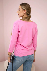 V - neck blouse 9348 / – Light || Pink цвет / color | Lexline Fashion