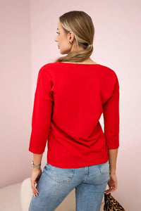 V - neck blouse 9348 / – Red цвет / color | Lexline Fashion