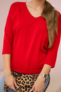 V - neck blouse 9348 / – Red цвет / color | Lexline Fashion