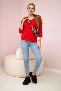 V - neck blouse 9348 / – Red цвет / color | Lexline Fashion