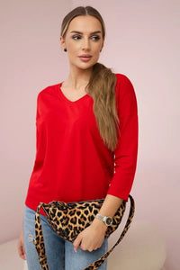 V - neck blouse 9348 / – Red цвет / color | Lexline Fashion