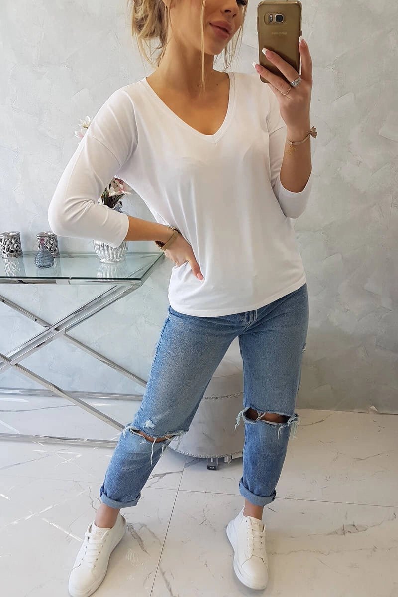 V - neck blouse 9348 / – White цвет / color | Lexline Fashion