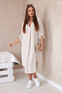 V - neck dress ART88536 / – Beige цвет / color | Lexline Fashion