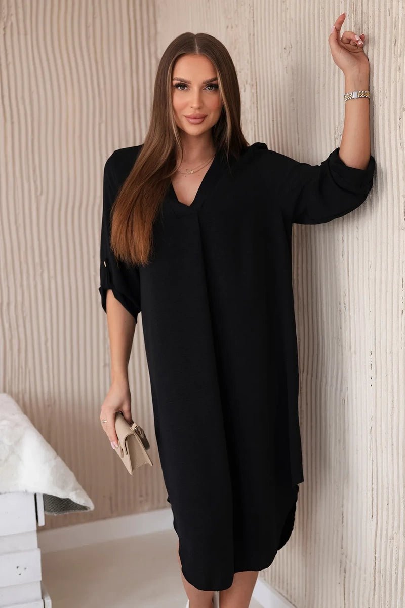 V - neck dress ART88536 / – Black цвет / color | Lexline Fashion