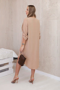 V - neck dress ART88536 / – Camel цвет / color | Lexline Fashion