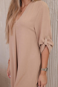 V - neck dress ART88536 / – Camel цвет / color | Lexline Fashion