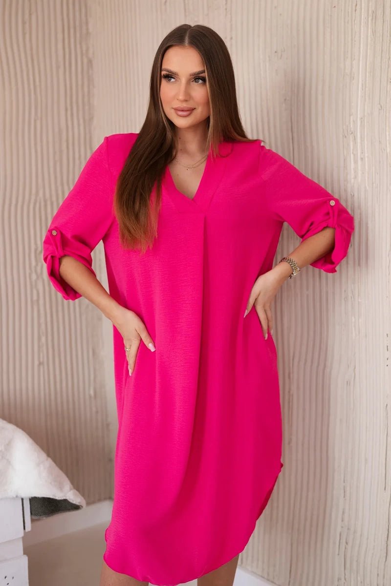 V - neck dress ART88536 / – Fuchsia цвет / color | Lexline Fashion