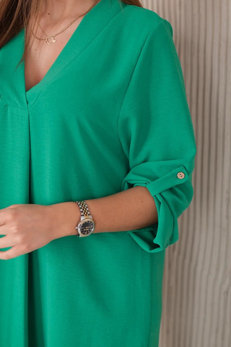 V - neck dress ART88536 / – Green цвет / color | Lexline Fashion
