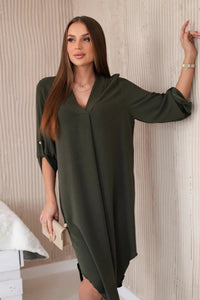 V - neck dress ART88536 / – Khaki цвет / color | Lexline Fashion