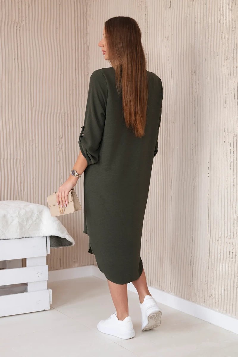 V - neck dress ART88536 / – Khaki цвет / color | Lexline Fashion