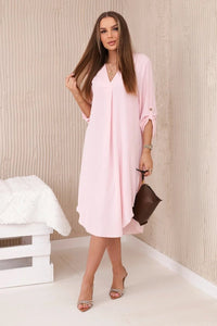 V - neck dress ART88536 / – Powder цвет / color | Lexline Fashion