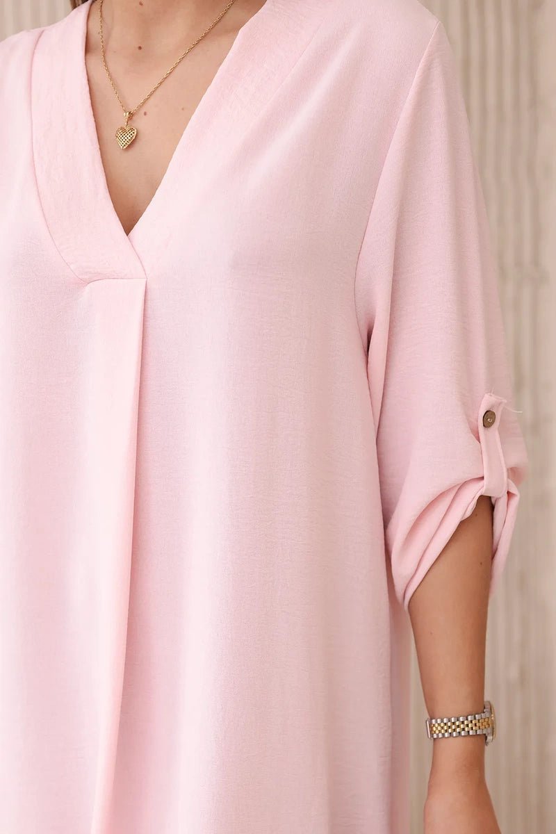 V - neck dress ART88536 / – Powder цвет / color | Lexline Fashion