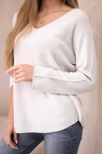 V - neck sweater IT - 47 / – Beige цвет / color | Lexline Fashion