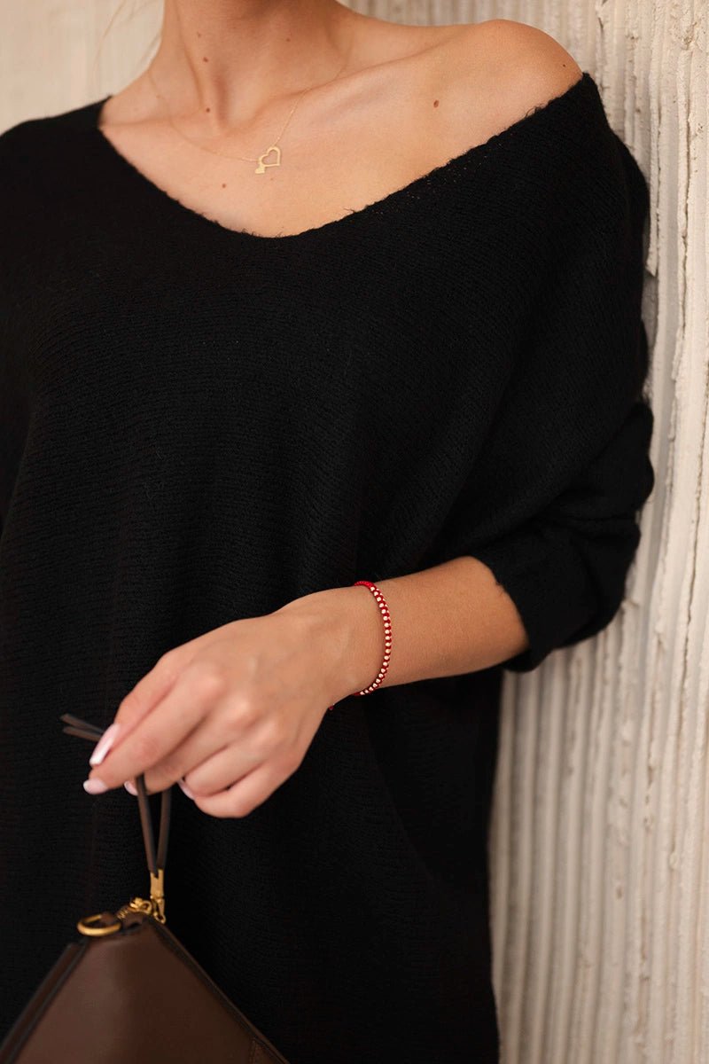 V - neck sweater IT - 47 / – Black цвет / color | Lexline Fashion