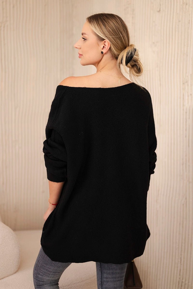 V - neck sweater IT - 47 / – Black цвет / color | Lexline Fashion