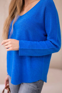 V - neck sweater IT - 47 / – Blue cornflower цвет / color | Lexline Fashion