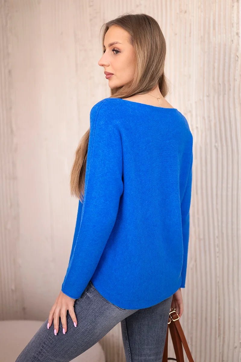 V - neck sweater IT - 47 / – Blue cornflower цвет / color | Lexline Fashion