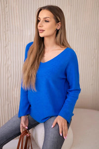 V - neck sweater IT - 47 / – Blue cornflower цвет / color | Lexline Fashion